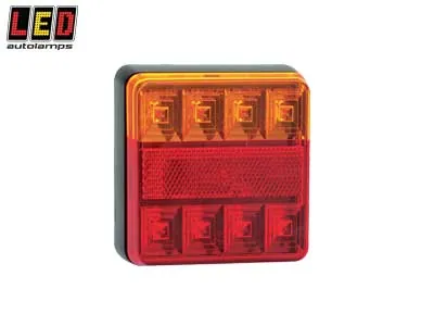 LED AUTOLAMPS Kompaktiškas Kvadratinis LED Galinis Žibintas 12V IP67 100x100mm, ECE Sertifikuotas (1614-101BAR)