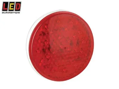 LED AUTOLAMPS Apvalus galinių šviesų LED žibintas (109mm), 12-24V, ECE patvirtintas, IP67 apsauga