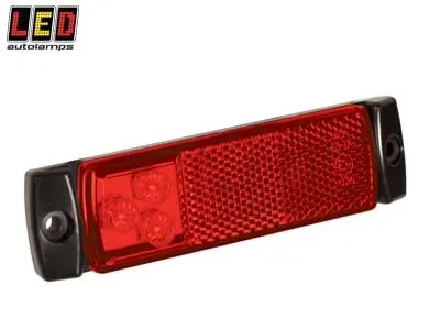 LED AUTOLAMPS Raudonas šoninis gabaritinis žibintas 129mm, 12-24V, ECE patvirtintas