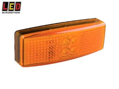 LED AUTOLAMPS Geltonas LED šoninis gabaritinis žibintas su reflektoriumi, 12-24V, ECE sertifikuotas, atsparus smūgiams