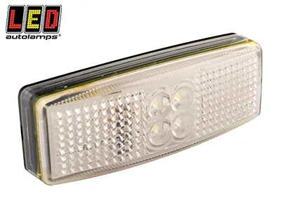 LED AUTOLAMPS Baltas LED šoninis gabaritinis žibintas su atšvaitu, 12-24V, ECE/EMC patvirtintas