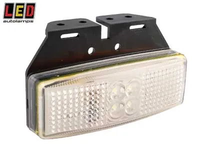 LED AUTOLAMPS Baltas LED šoninis gabaritinis žibintas su reflektoriumi, 12-24V, ECE/EMC sertifikuotas