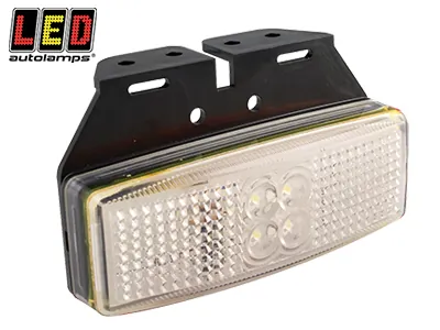 LED AUTOLAMPS Baltas LED šoninis gabaritinis žibintas 4 LED su reflektoriumi, atsparus smūgiams, ECE, EMC, 12-24V