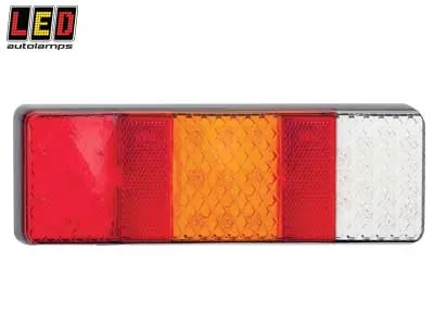 LED AUTOLAMPS Kompaktinis Kvadratinis LED Galinis Žibintas 250x80x24mm, 12-24V, EMC, ECE Sertifikuotas