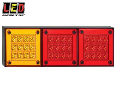 LED AUTOLAMPS Kvadratinis LED Galinis Žibintas - Stop/Galinė Šviesa/Posūkis, 12-24V, IP67, 282mm