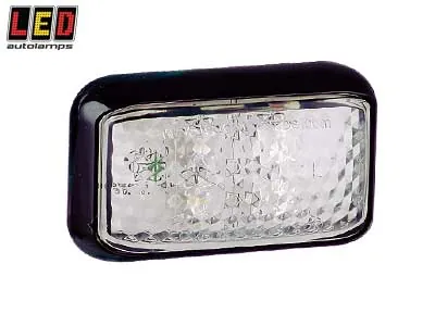 LED AUTOLAMPS Baltas Šoninis Gabaritinis LED Žibintas su Juodu Laikikliu, 12-24V, ECE ir EMC Sertifikuotas