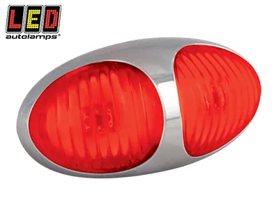 Raudonas LED Šoninis Gabaritinis Žibintas su Chromo Laikikliu, 12-24V, ECE/EMC Sertifikuotas