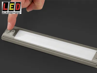 Led Autolamps Kvadratinis LED Salono Šviestuvas 260mm | Liečiamas Jungiklis, 12V, 350/280lm, Auksinio Aliuminio Korpusas - Attēls 2