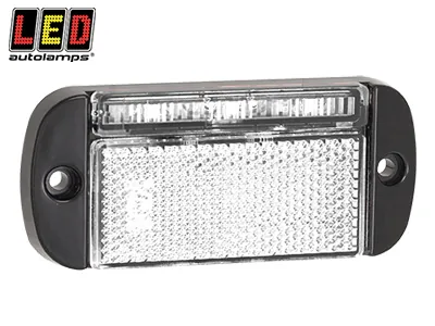 LED AUTOLAMPS Baltas šoninis gabaritinis žibintas, 12-24V, ECE patvirtintas, itin plonas (12mm)