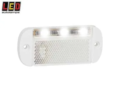 LED AUTOLAMPS Baltas šoninis gabaritinis žibintas, 12-24V, ECE/EMC sertifikuotas, itin plonas