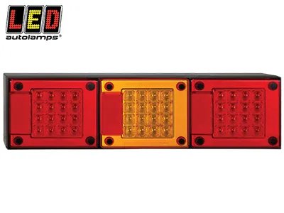 LED AUTOLAMPS 460mm Kvadratinis LED Galinis Žibintas, 12-24V, Stop-Posūkio-Atšvaito Kombinacija, IP67, ECE ir EMC Sertifikuotai