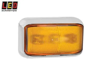 LED AUTOLAMPS Geltonas LED šoninis gabaritinis žibintas su chromo rėmeliu, 12-24V, EMC sertifikuotas
