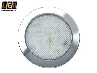 LED AUTOLAMPS Apvalus LED Salono Šviestuvas - 12V, 170lm, 3000K, Plono Profilio (9mm), Chromo Rėmas - Ledbarzibintai.lt