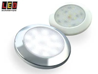 LED AUTOLAMPS Apvalus LED Salono Apšvietimas - Plokščio Profilio (9mm) 12V 180lm su Chromo Apdaila - Attēls 3