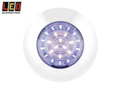 LED AUTOLAMPS Apvalus LED Salono Apšvietimas su Mėlynais ir Baltais LED, 12V, Kupolo Dizainas