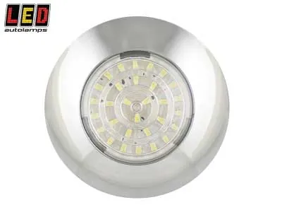 LED AUTOLAMPS Apvalus LED Salono Apšvietimas, Chromuotas 24V 90lm su Kupolo Dizainu