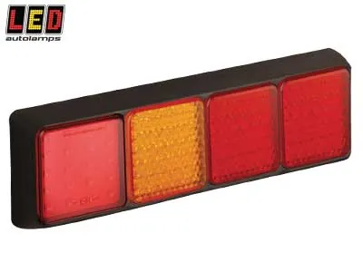 LED AUTOLAMPS Kvadratinis LED Galinis Žibintas - Universalus 12-24V, ECE/EMC Sertifikuotas, Smūgiui Atsparus