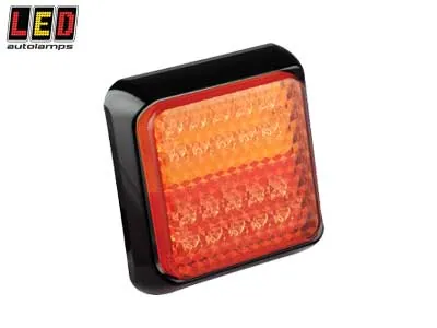 LED AUTOLAMPS Kvadratinis LED Galinis Žibintas 1614-80BSTIME, 12-24V, ECE Sertifikuotas, IP67
