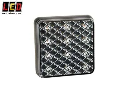LED AUTOLAMPS Kvadratinis LED Galinis Žibintas 81x81mm, 12-24V, Kompaktiškas Kombinuotas (Stop-Tail-Indicator), IP67