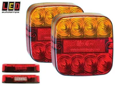LED AUTOLAMPS Kvadratiniai LED galiniai žibintai - Kompaktinė kombinacija (stop, posūkis, atšvaitas) 12V, IP67