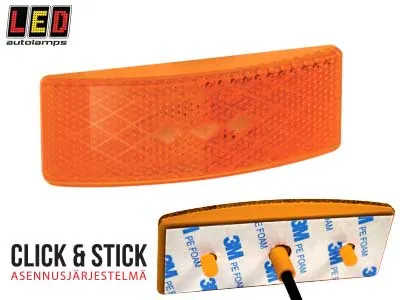 LED AUTOLAMPS Geltoni Šoniniai Gabaritiniai LED Žibintai - Modernus Dizainas, Integruotas Atšvaitas, 12-24V (IP67, ECE, EMC)