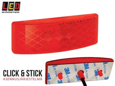 LED AUTOLAMPS Raudonas šoninis gabaritinis LED žibintas - 12-24V, ECE/EMC patvirtintas, atsparus smūgiams