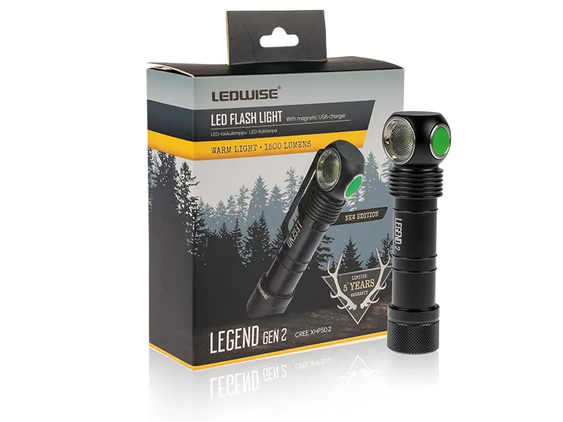LEDWISE LEGEND WARM GEN 2 Įkraunamas Galvos Žibintuvėlis 1500lm, 4000K, 5 Metų Garantija - Ledbarzibintai.lt