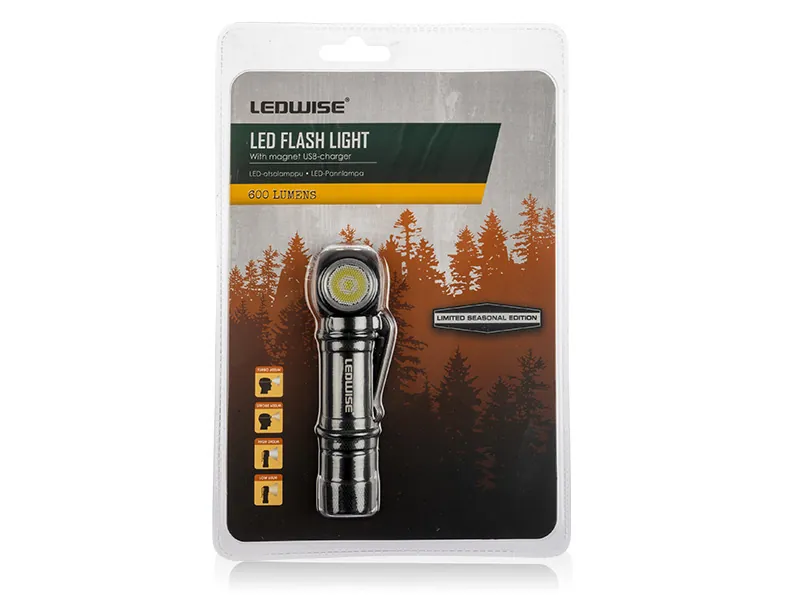 LEDWISE Įkraunamas LED Galvos Žibintuvėlis 600lm, IPX4 Specialusis Sezoninis Leidimas