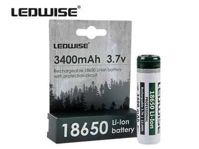 Ledwise Ličio Jonų Akumuliatorius 3500mAh 3.7V su Apsaugine Grandine Legend Serijos Žibintuvėliams