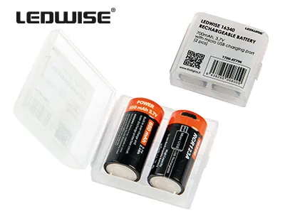 Ledwise įkraunamos baterijos 16340/RCR123A, 700mAh, su integruotu micro-USB įkrovimo prievadu (2 vnt.) - Attēls 2