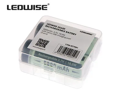 LEDWISE 2x 26650 5000mAh Ličio Jonų Akumuliatorius 3.7V, 71x30mm - Profesionalus Energijos Šaltinis LED Žibintuvėliams - Attēls 3