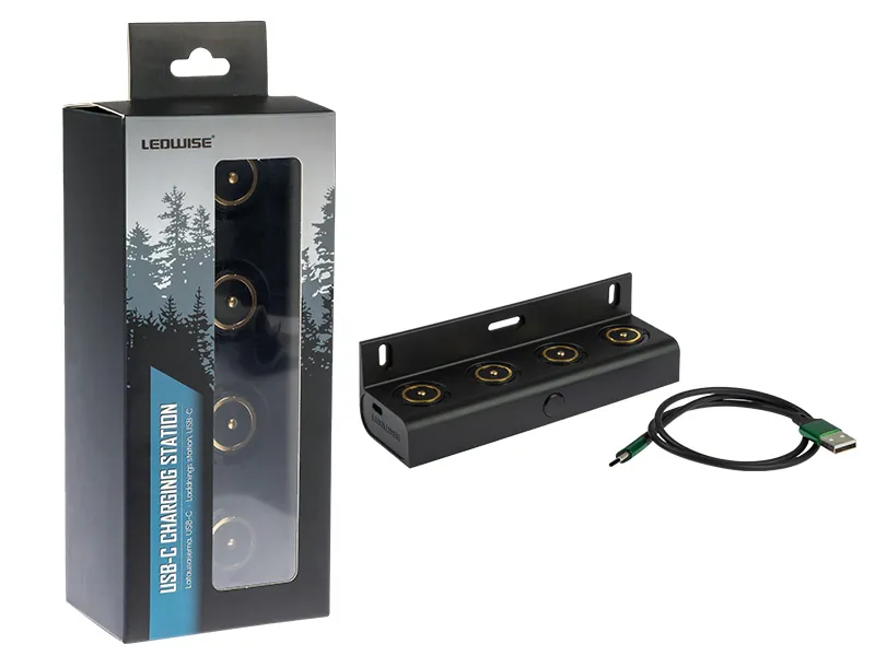LEDWISE USB įkrovimo stotelė Legend 2 žibintuvėliams, 5V įtampa, 160x46x46mm, magnetinis tvirtinimas