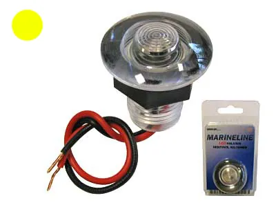 Geltonas vandeniui atsparus LED laivo žibintas - 12V, Ø 38mm, Įmontuojamas į 21.5mm skylę