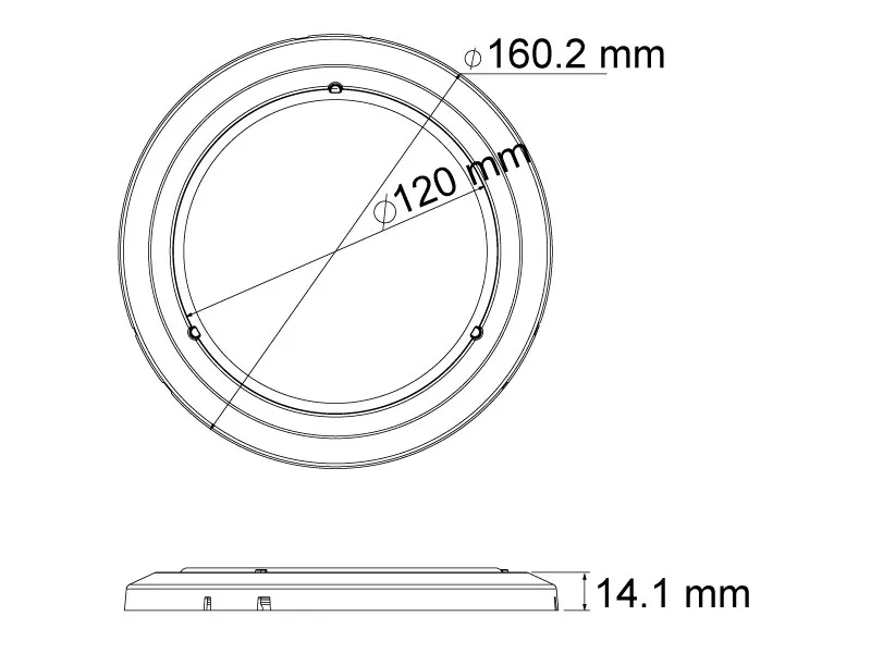 LED salono šviestuvas su jungikliu Ø160mm, 12/24V, 704lm, baltas rėmelis - Attēls 4