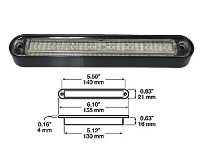 LED salono apšvietimas 16 LED, 12-24V, 155x21x16mm, paviršinis/potinkinis montavimas