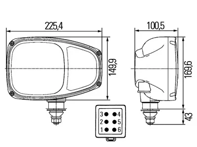 HELLA Combi 220 Priekinis Žibintas, 24V, H7/H3, Dešinės Pusės, su 6-pin Deutsch Jungtimi - Attēls 2
