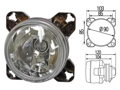 HELLA High Beam Tolimųjų Šviesų Žibintas, H7 Lemputė, 12V, Ø90mm, Universalus Montavimas Kairėje/Dešinėje