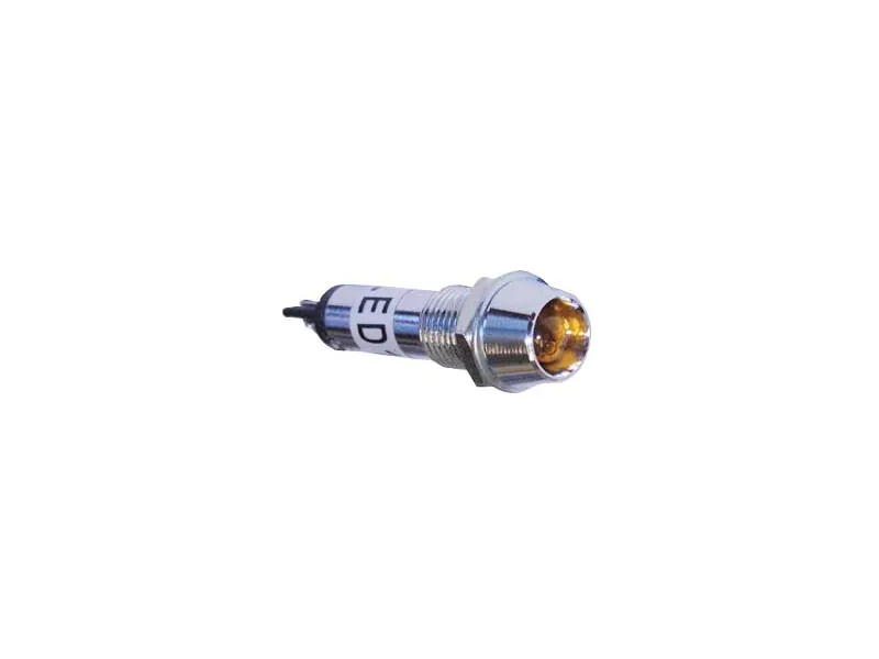 LED kontrolinė lemputė oranžinė 12V, Ø8mm, chromuota - Attēls 2