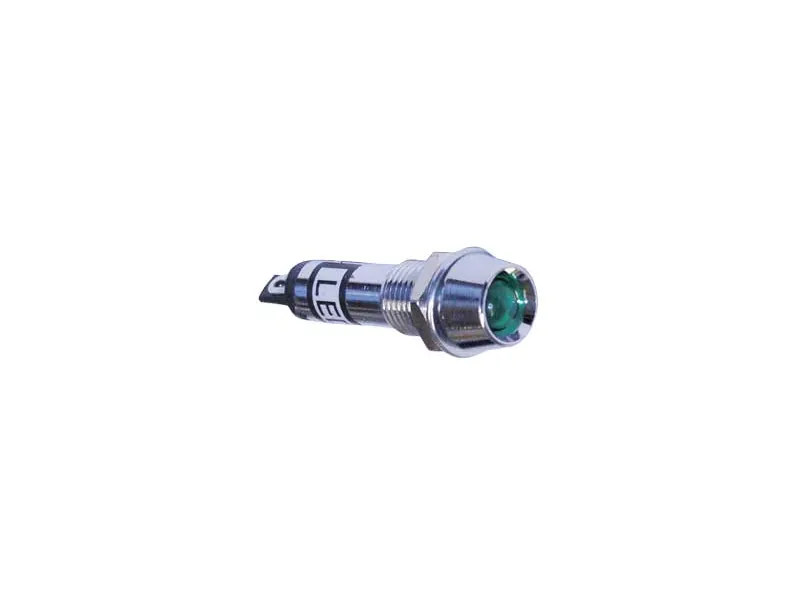 LED kontrolinė lemputė žalia 12V, Ø8mm, chromuota - Attēls 2