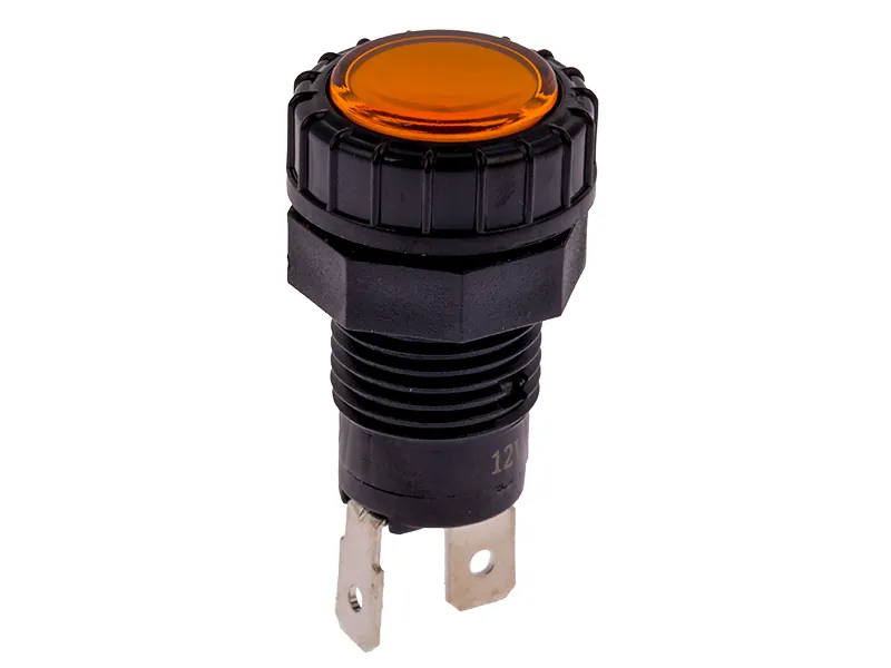 C-PWR LED kontrolinė lemputė oranžinė 12V, Ø17mm, 6,3mm kontaktai - Ledbarzibintai.lt