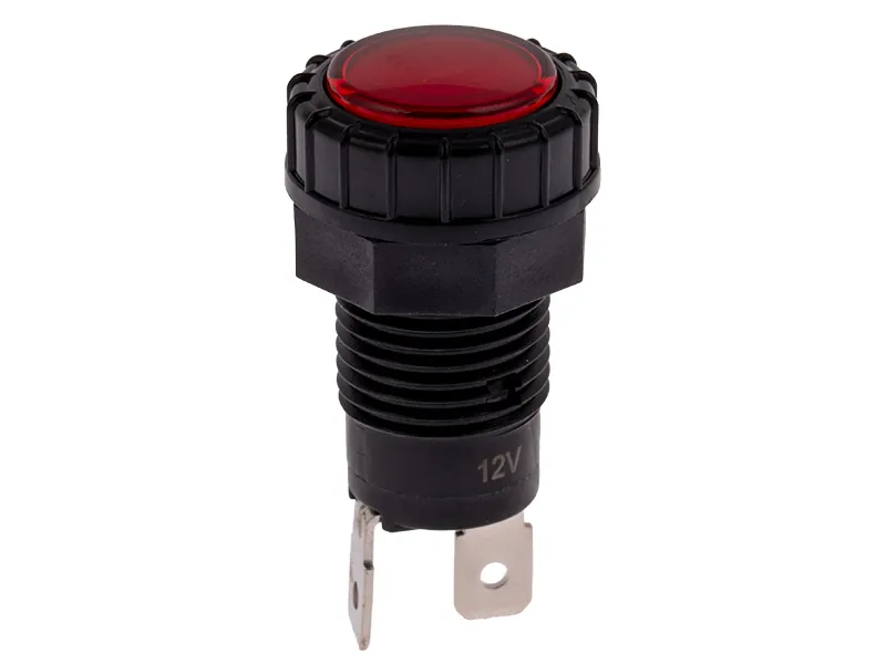 C-PWR LED kontrolinė lemputė raudona 12V, Ø17mm, 6,3mm kontaktai - Ledbarzibintai.lt
