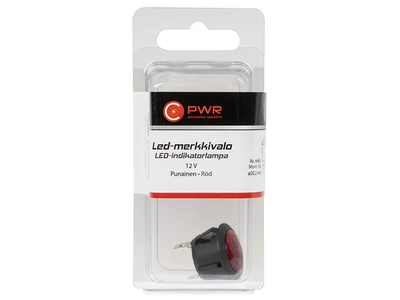 C-PWR LED kontrolinė lemputė raudona 12V, Ø20mm - Attēls 5
