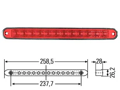 HELLA LED Stabdžių Žibintas - 2W, 12 LED, 24V, Raudonas, su E4 Sertifikatu
