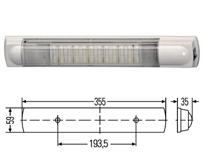 HELLA LED Salono Apšvietimas 24 LED, 7W, 4000K, 10-31V Ilgas Šviestuvas su Jungikliu