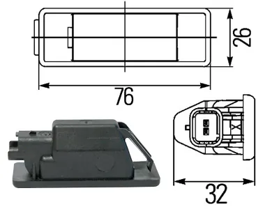 Hella Numerio Apšvietimo Žibintas Viano, Vito, Sprinter Automobiliams su T10 12V Lempute - Attēls 2