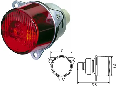 Hella Galinis Halogeninis Rūko Žibintas - Priglaustinis Montavimas, BA15s Jungtis, 55x88mm - Ledbarzibintai.lt