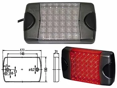 HELLA LED Galinis žibintas - kvadratinis 24xLED, 9-33V, 2.5m laidas, ADRc patvirtintas