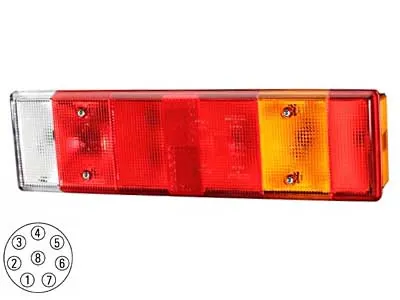 TALMU 7 Funkcijų Galinis Žibintas - Universalus 12-24V Automobiliams su Posūkio, Stop, Numerio, Rūko ir Atbulinės Eigos Žibintais