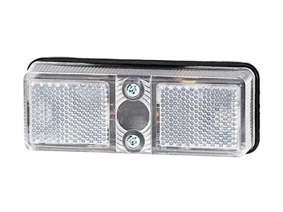 TALMU Baltas halogeninis šoninis gabaritinis žibintas su atšvaitu, SV8.5 tipo, 114x45x30mm