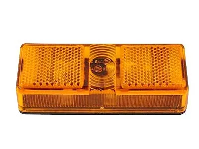 TALMU Geltonas halogeninis šoninis gabaritinis žibintas 110x41x28mm, 12/24V, su užspaudžiamu lęšiu